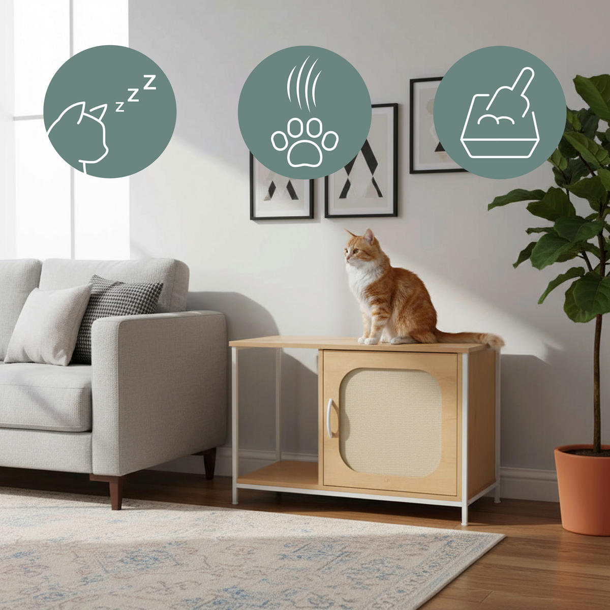 TIERHAUS - Buchefarben, MODERN, Holzwerkstoff (80/55/48cm) - MID.YOU