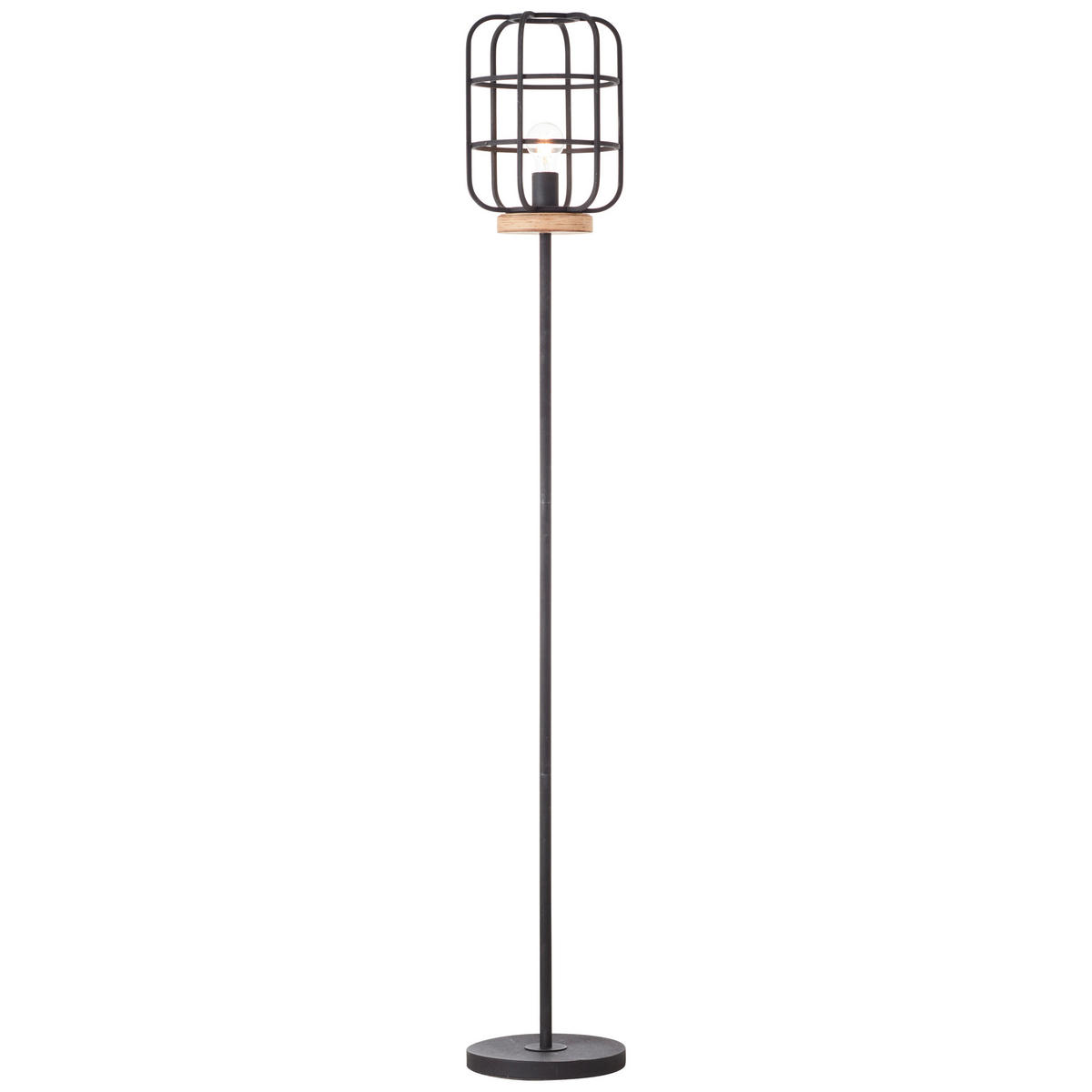 STEHLEUCHTE - Schwarz/Braun, Konventionell, Holz/Metall (25/163cm) - Brilliant
