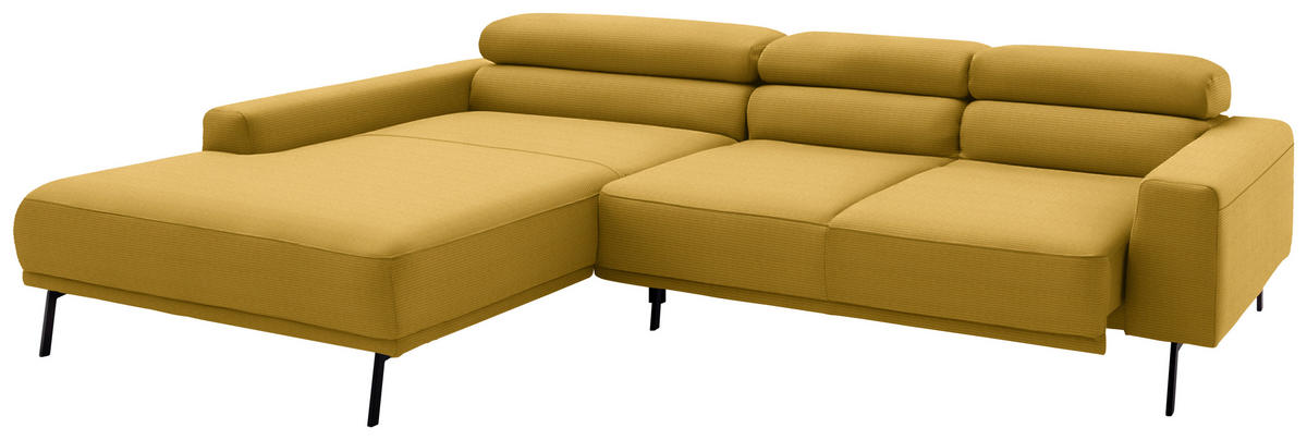 ECKSOFA Cord Goldfarben  - Goldfarben/Schwarz, Design, Textil/Metall (215-217/293cm) - Schöner Wohnen