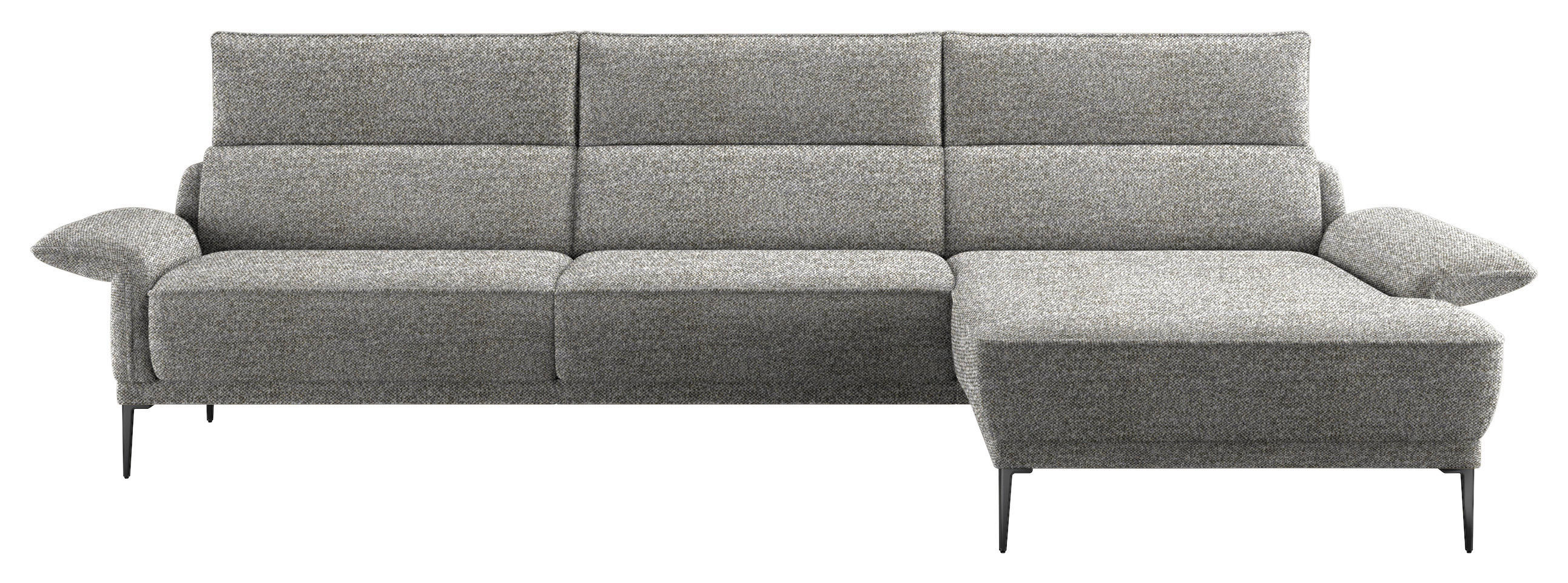 ECKSOFA in Bouclé Grau  - Schwarz/Grau, Design, Textil/Metall (330/186cm) - Johann Jakob