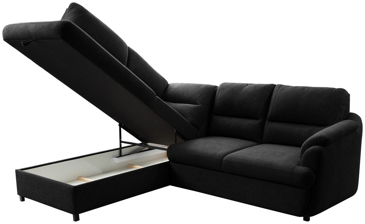ECKSOFA Graphitfarben  - Greige/Schwarz, Basics, Holz/Textil (200/240cm) - MID.YOU