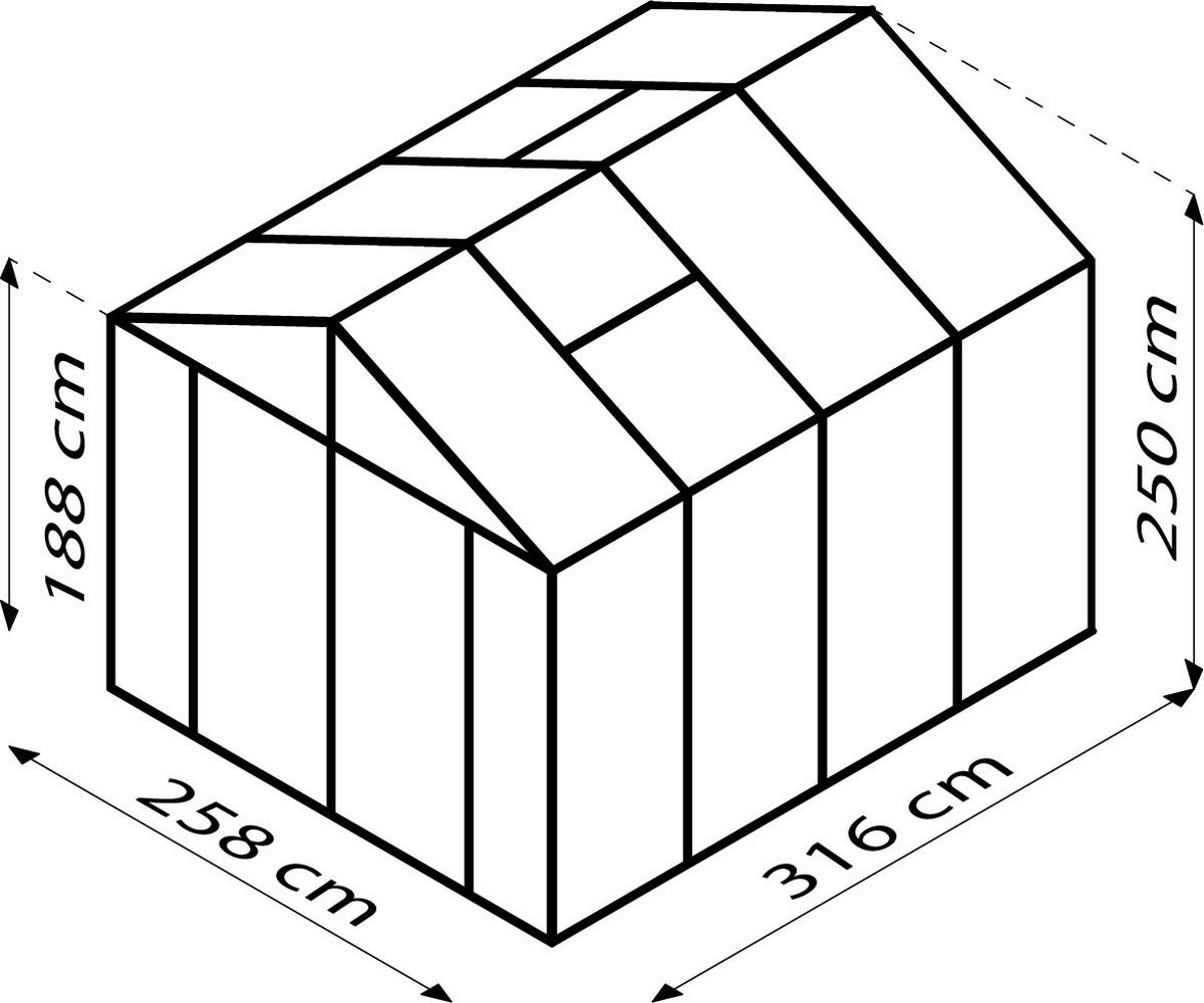 GEWÄCHSHAUSBAUSATZ - Alufarben, Basics, Glas/Kunststoff (258/250/316cm)