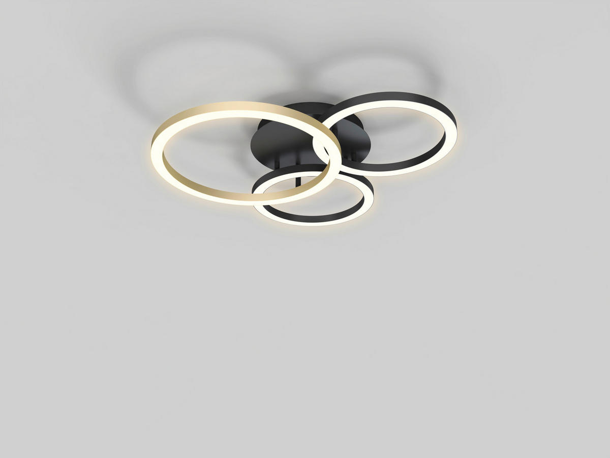 Plafonieră Cu Led    63,5/61,5/13 cm  - auriu/negru, Design, plastic/metal (63,5/61,5/13cm) - Wofi