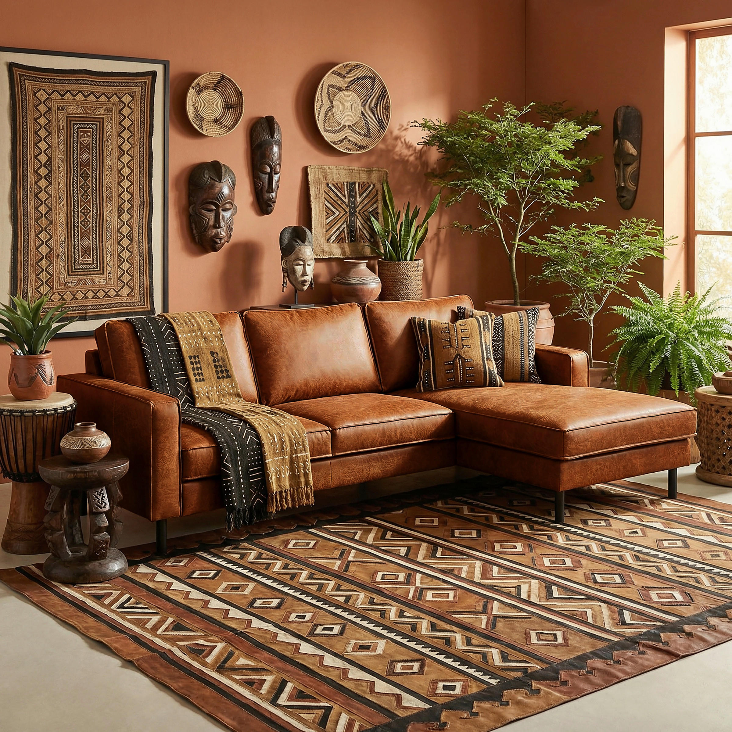 ECKSOFA Cognac Echtleder Lederlook Bettkasten, Schlaffunktion, Rücken echt  - Cognac/Schwarz, Design, Leder/Textil (166/238cm) - Livetastic