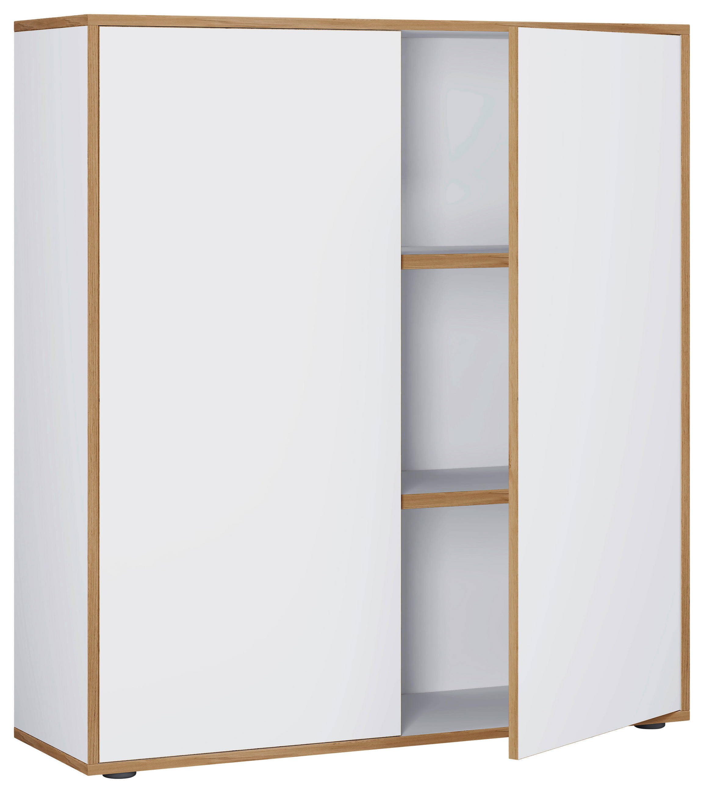 AKTENSCHRANK Weiß, Honigeiche  - Honigeiche/Weiß, Design, Holzwerkstoff (100/110/33cm) - MID.YOU