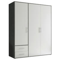 DULAP CU UȘI ROTATIVE gri, alb  - alb/culoare aluminiu, Konventionell, plastic/material pe bază de lemn (155/195/60cm) - Carryhome