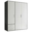 DREHTÜRENSCHRANK  in Grau, Weiß  - Alufarben/Weiß, KONVENTIONELL, Holzwerkstoff/Kunststoff (155/195/60cm) - Carryhome