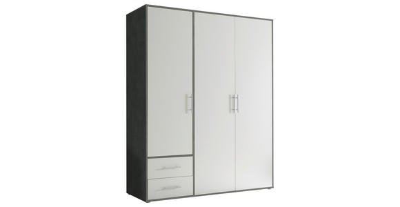 DREHTÜRENSCHRANK  in Grau, Weiß  - Alufarben/Weiß, KONVENTIONELL, Holzwerkstoff/Kunststoff (155/195/60cm) - Carryhome