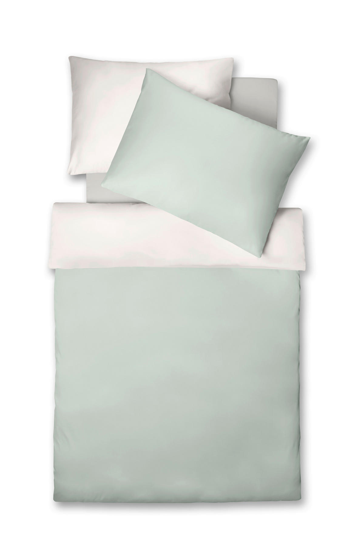 BETTWÄSCHE 2-teilig Satin, Leinenoptik 140/200 cm  - Salbeigrün, Basics, Textil (140/200cm) - Fleuresse