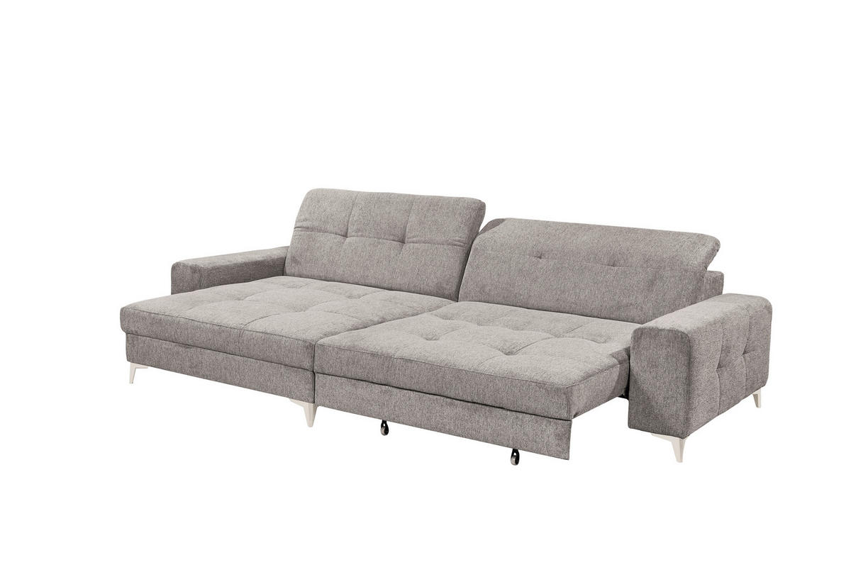 ECKSOFA SORELLA Taupe Mikrovelours Kopfteilverstellung, Sitztiefenverstellung  - Taupe/Kaschmir, Design, Kunststoff/Textil (182/328cm) - MID.YOU
