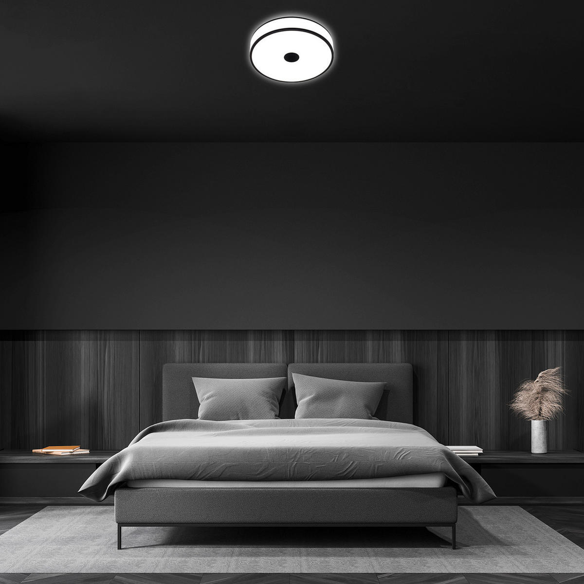 STROPNÍ LED SVÍTIDLO, 38/9,5 cm  - bílá/černá, Design, kov/plast (38/9,5cm)