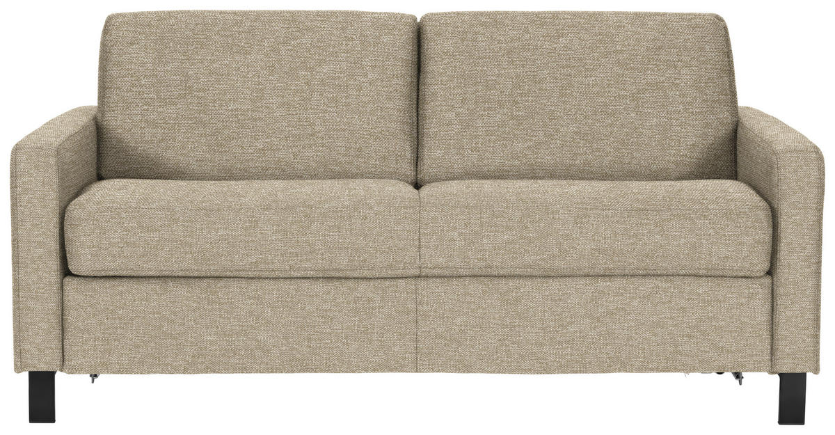 SCHLAFSOFA Webstoff Beige ,[ ]}Fussart wählbar, Stoffauswahl, Armteilvarianten  - Beige/Schwarz, Design, Holz/Textil (184/92/102cm) - Venda