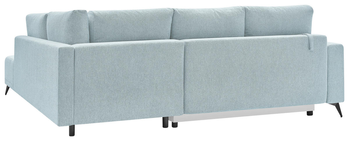 ECKSOFA RAFAEL Hellblau Struktur Rückenkissen, Bettkasten  - Schwarz/Hellblau, Design, Textil/Metall (269/218cm) - P & B