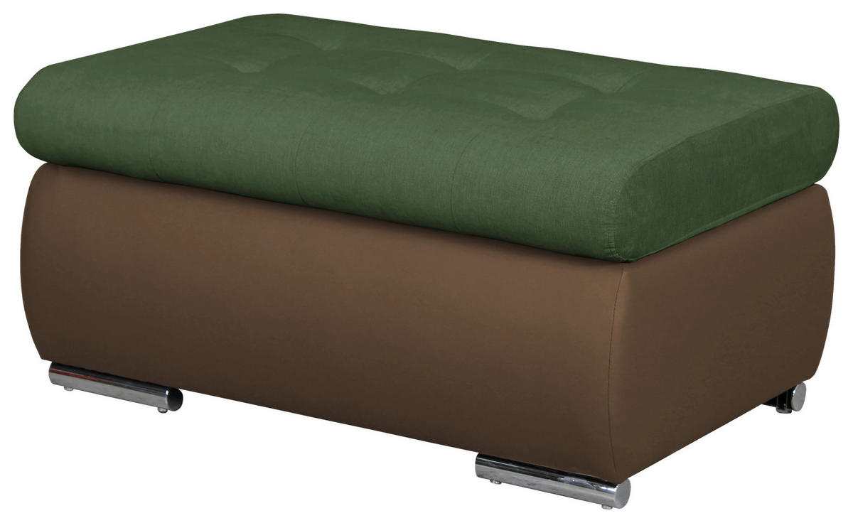 HOCKER in Textil Braun, Olivgrün  - Olivgrün/Braun, Design, Kunststoff/Textil (92/45/61cm) - MID.YOU