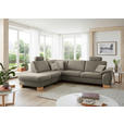 ECKSOFA in Mikrofaser Hellgrau  - Wildeiche/Beige, KONVENTIONELL, Holz/Textil (236/286cm) - Voleo