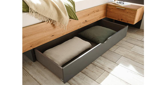 BETTKASTENSET Graphitfarben - Graphitfarben, KONVENTIONELL, Holzwerkstoff/Kunststoff (137/19/62cm) - Carryhome