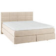 BOXSPRINGBETT 160/200 cm,  in Creme, Topper, Matratzen, H2 + H2 = mittel  - Creme/Schwarz, Design, Kunststoff/Textil (160/200cm) - Dieter Knoll