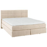 BOXSPRINGBETT 180/200 cm,  in Creme, Topper, Matratzen, unterschiedliche Matratzenhärtegrade je Bettseite, H2 + H3 = mittel + fest  - Creme/Schwarz, Design, Kunststoff/Textil (180/200cm) - Dieter Knoll