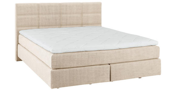BOXSPRINGBETT 160/200 cm,  in Creme, Topper, Matratzen, H2 + H2 = mittel  - Creme/Schwarz, Design, Kunststoff/Textil (160/200cm) - Dieter Knoll
