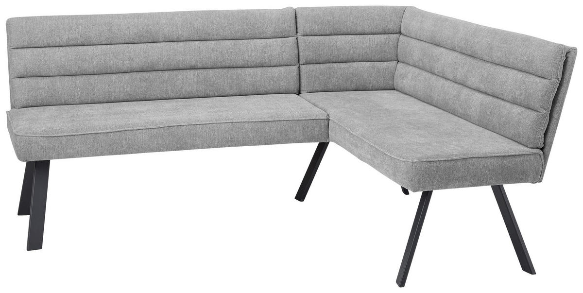 ECKBANK in Metall, Textil Grau, Schwarz  - Schwarz/Grau, Design, Textil/Metall (195/155cm) - Cantus