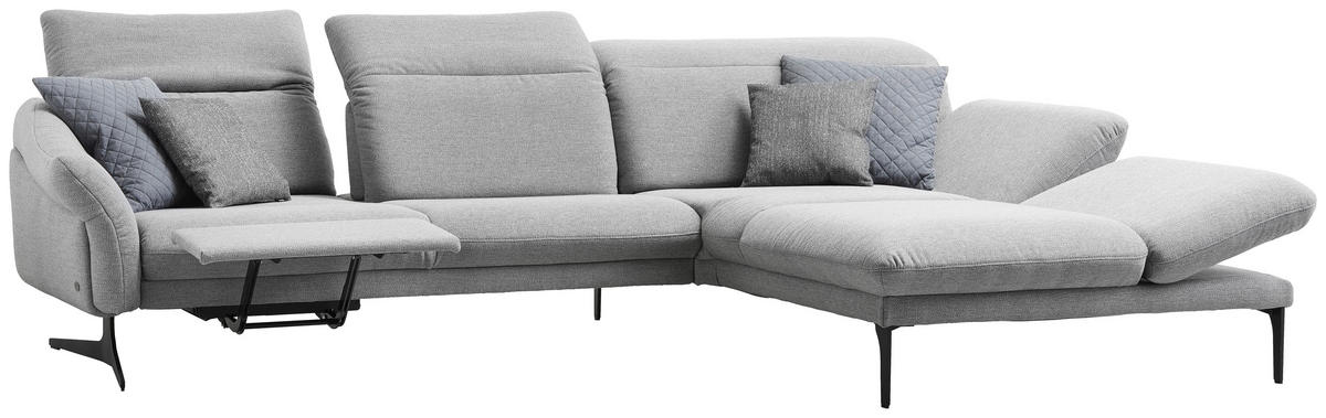 ECKSOFA in Webstoff Hellgrau  - Anthrazit/Hellgrau, Design, Textil/Metall (299/203cm) - Himolla