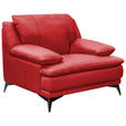 SESSEL in Echtleder Rot  - Rot/Schwarz, Design, Leder/Metall (115/92/98cm) - Novel