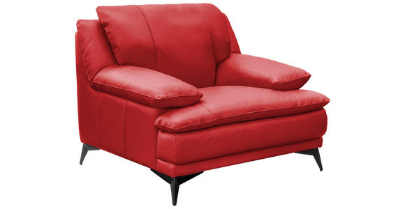 SESSEL in Echtleder Rot  - Rot/Schwarz, Design, Leder/Metall (115/92/98cm) - Novel
