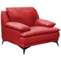SESSEL in Echtleder Rot  - Rot/Schwarz, Design, Leder/Metall (115/92/98cm) - Novel