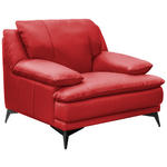 SESSEL in Echtleder Rot  - Rot/Schwarz, Design, Leder/Metall (115/92/98cm) - Novel
