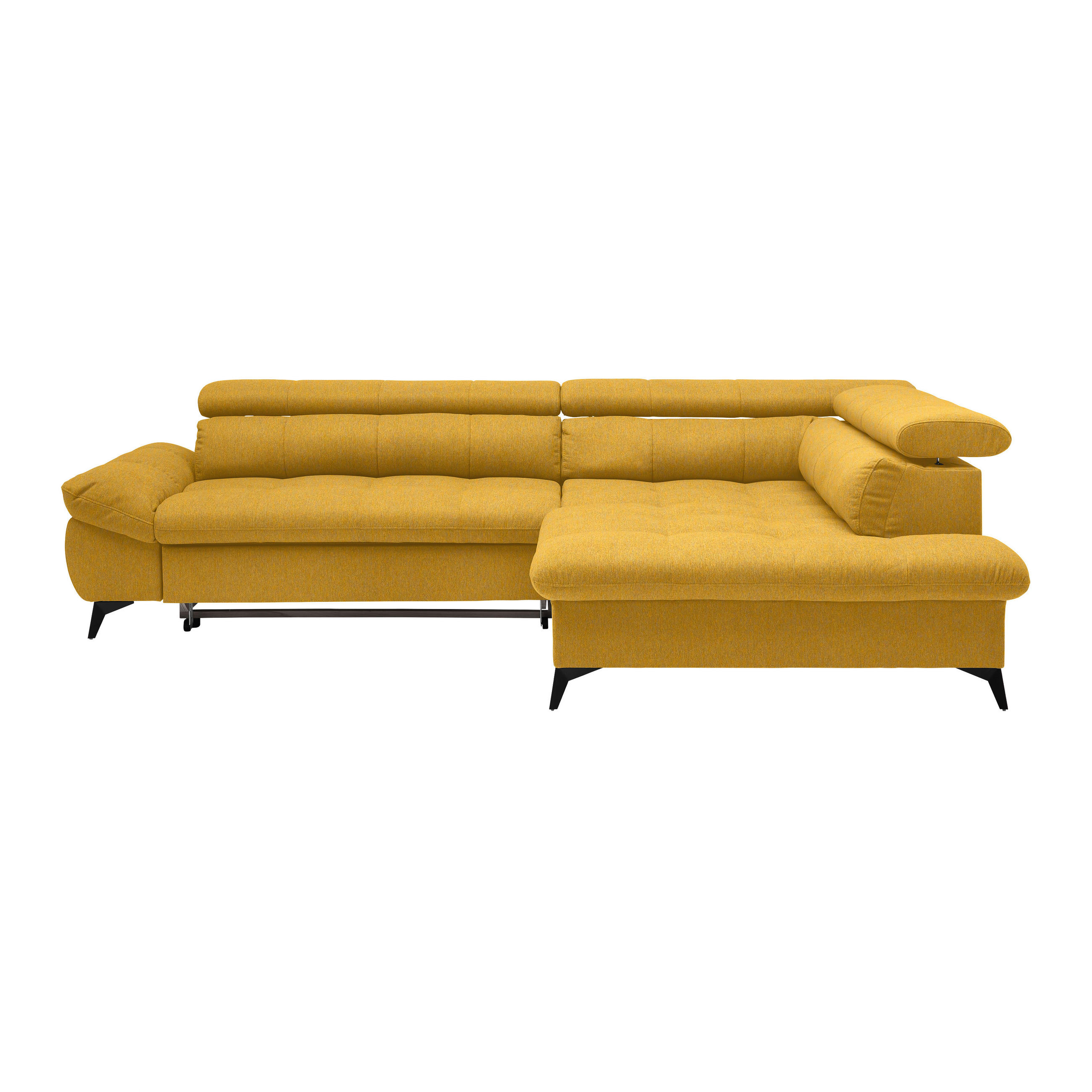 ECKSOFA in Chenille Senfgelb  - Senfgelb/Schwarz, Modern, Textil/Metall (296/201cm) - Livetastic