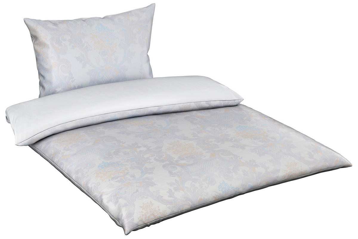 OBOJSTRANNÁ POSTEĽNÁ BIELIZEŇ, damask, modrá, strieborná, 140/200 cm - modrá/strieborná, Lifestyle, textil (140/200cm) - Curt Bauer