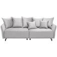 BIGSOFA  in Velours Hellgrau  - Hellgrau/Schwarz, Design, Textil/Metall (226/91/103cm) - Carryhome