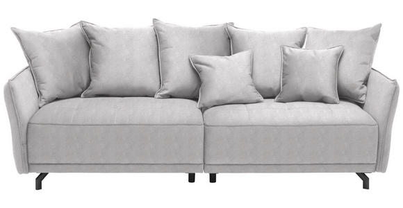 BIGSOFA  in Velours Hellgrau  - Hellgrau/Schwarz, Design, Textil/Metall (226/91/103cm) - Carryhome