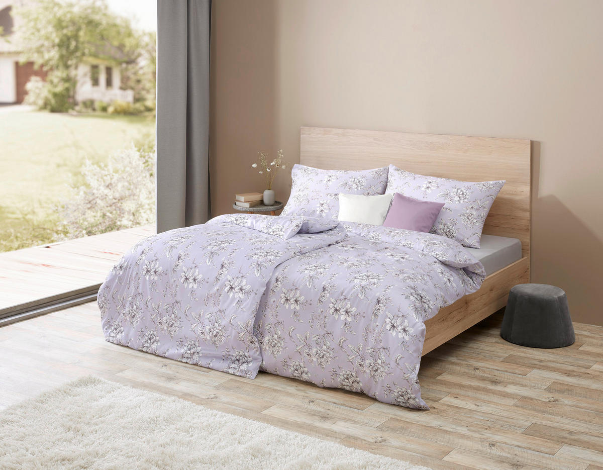 BETTWÄSCHE 3-teilig Satin 140/200 cm  - Lila, Basics, Textil (140/200cm) - Fleuresse