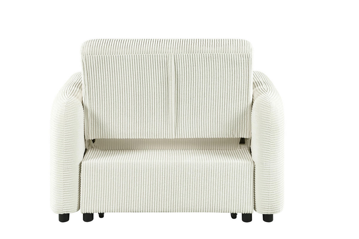 SCHLAFSESSEL PIANA Cord Creme Liegefunktion  - Creme/Schwarz, Design, Kunststoff/Textil (108/86/90cm) - MID.YOU