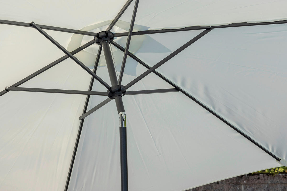 SONNENSCHIRM 300 cm  - Ecru/Grau, KONVENTIONELL, Textil/Metall (300/300cm) - Gardenson