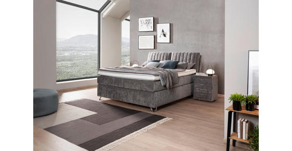 BOXSPRINGBETT 180/200 cm  in Grau  - Silberfarben/Grau, KONVENTIONELL, Textil (180/200cm) - Ambiente