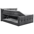 BOXSPRINGBETT 180/200 cm,  in Anthrazit, Matratze, Bettkasten, Topper, H3 = fest, H4 = sehr fest, Wendematratze mit unterschiedlichen Härtegraden  - Anthrazit/Schwarz, KONVENTIONELL, Kunststoff/Textil (180/200cm) - Esposa
