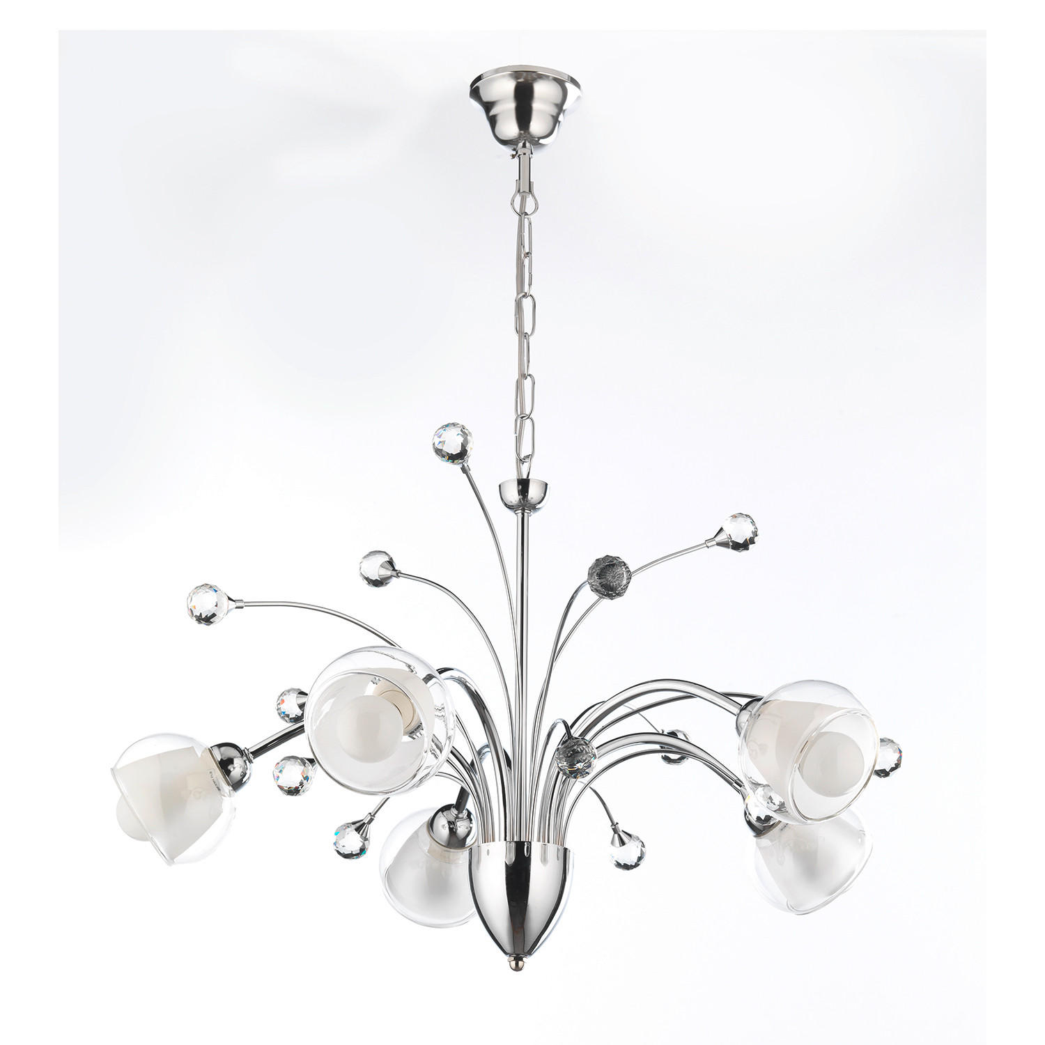 KRONLEUCHTER Wendy 60/110 cm   - Chromfarben, KONVENTIONELL, Glas/Metall (60/110cm)
