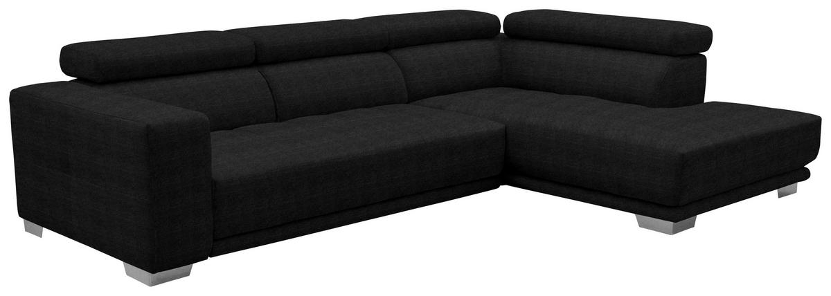 ECKSOFA in Mikrofaser Graphitfarben  - Chromfarben/Graphitfarben, Design, Textil/Metall (301/207cm) - Xora