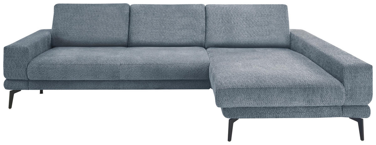ECKSOFA Blau Chenille  - Blau/Schwarz, KONVENTIONELL, Textil/Metall (294/184cm) - SetOne by Musterring