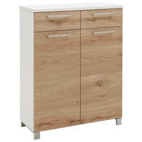 SCHUHSCHRANK Balkeneiche furniert Weiß, Eichefarben  - Chromfarben/Eichefarben, Design, Holz/Holzwerkstoff (84/108/37cm) - Dieter Knoll