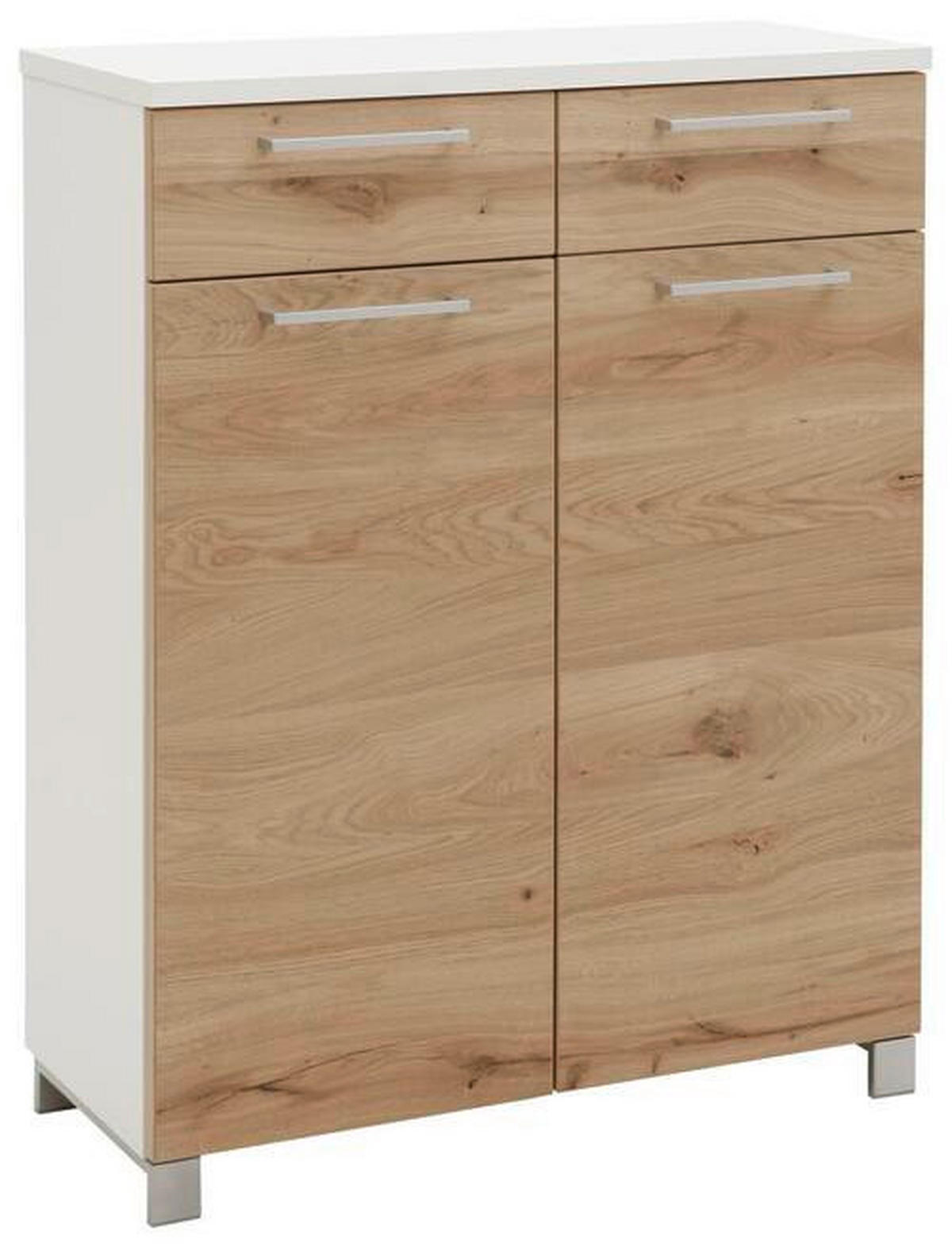 SCHUHSCHRANK Balkeneiche furniert Weiß, Eichefarben  - Chromfarben/Eichefarben, Design, Holz/Holzwerkstoff (84/108/37cm) - Dieter Knoll