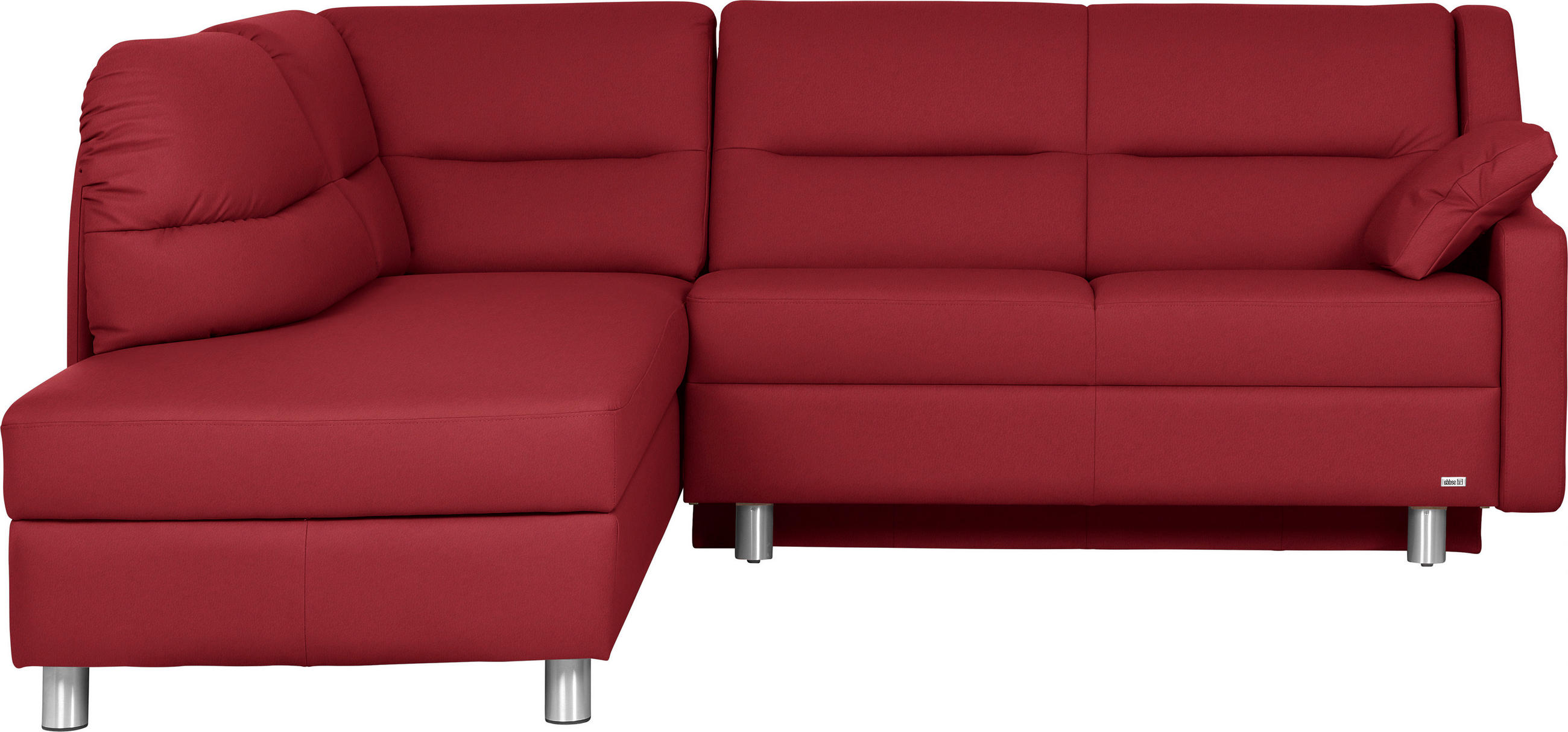 ECKSOFA in Echtleder Rot  208/226 cm  - Rot/Alufarben, KONVENTIONELL, Leder/Metall (208/226cm) - Sedda