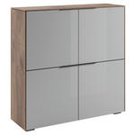 HIGHBOARD Anthrazit, Grau, Eichefarben Rückwand, Oberplatte, Einlegeböden, Füße, Türdämpfer  - Eichefarben/Anthrazit, Design, Glas/Holzwerkstoff (112,6/114/37,2cm) - Voleo