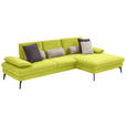 ECKSOFA in Chenille, Mikrofaser Limette  299/157 cm  - Limette/Schwarz, Design, Textil/Metall (299/157cm) - Dieter Knoll