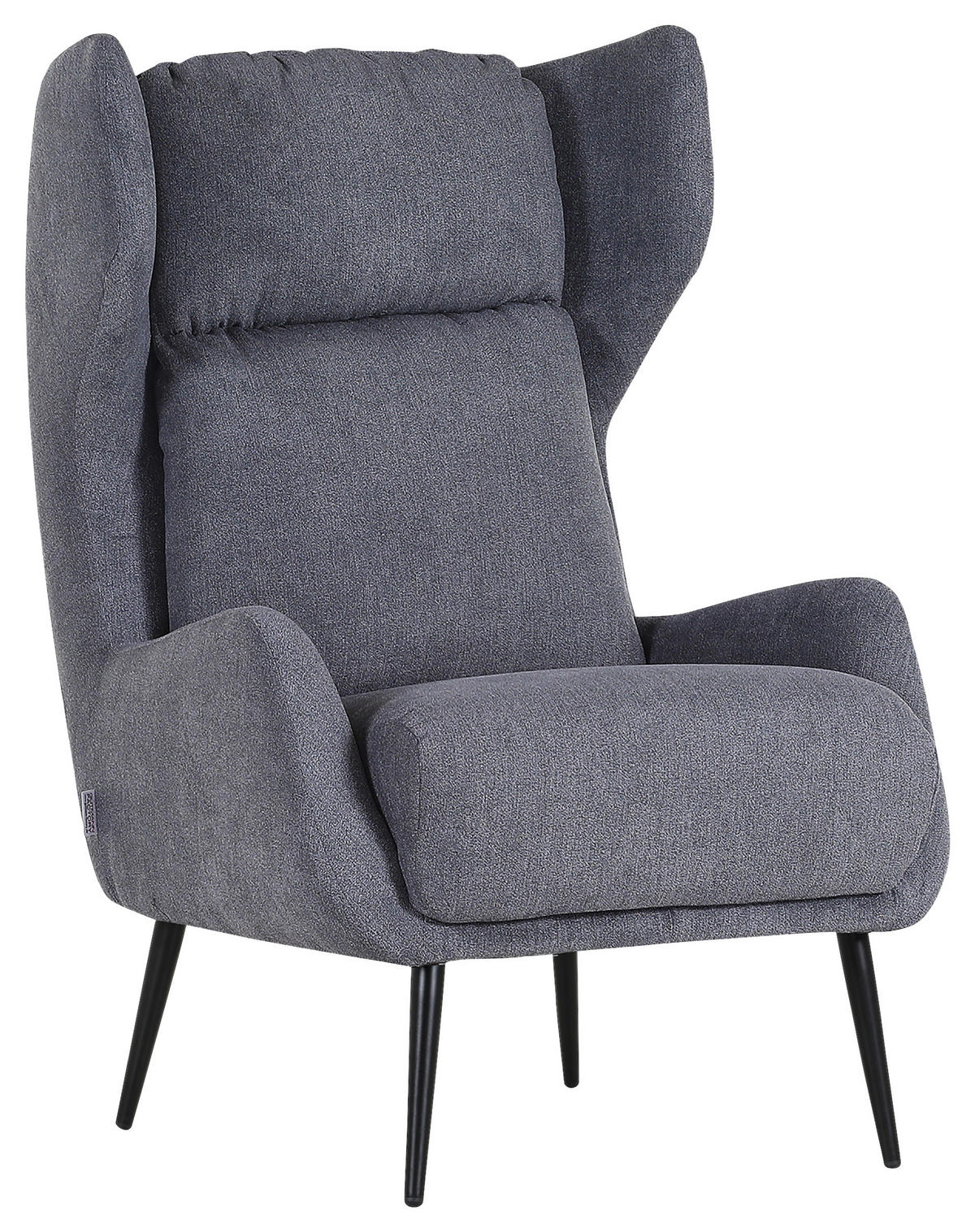 OHRENSESSEL Flachgewebe Dunkelgrau  - Dunkelgrau/Schwarz, KONVENTIONELL, Textil/Metall (75/111/83cm) - Carryhome