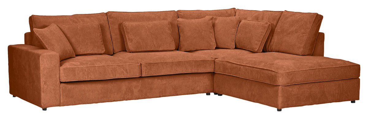 ECKSOFA Rostfarben Cord Zierkissen, Rückenkissen, Rücken echt  - Rostfarben/Schwarz, MODERN, Kunststoff/Textil (307/228cm) - Carryhome