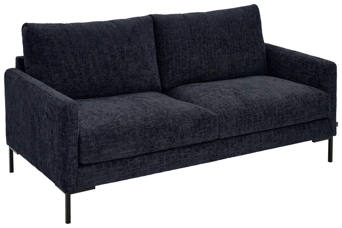 2,5-SITZER Webstoff Dunkelblau  - Schwarz/Dunkelblau, KONVENTIONELL, Textil/Metall (176/78/90cm) - Hom`in