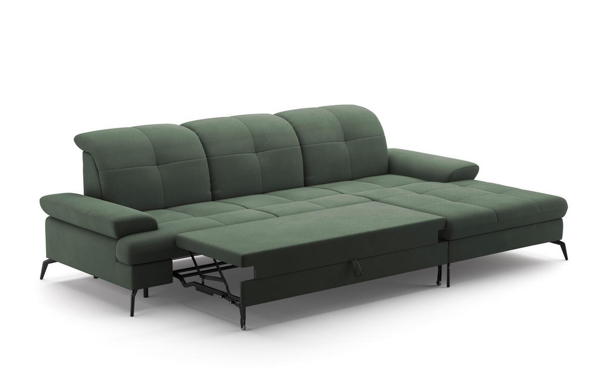 ECKSOFA in Flachgewebe Grün  - Schwarz/Grün, Konventionell, Textil/Metall (279/185cm) - Sit & More